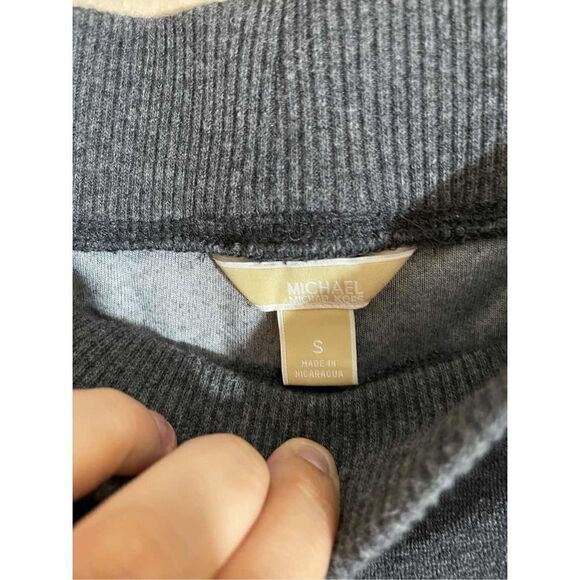 Michael Kors Womens Pants Small Gray Pockets Drawstring Wide Leg Cotton Blend - Picture 5 of 7